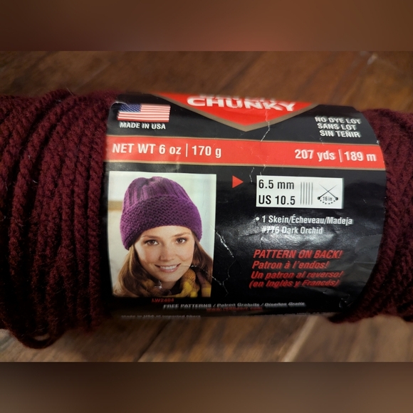 RED HEART SUPER SAVER CHUNKY Burgundy Claret. NET WT 6 oz 170 g - Picture 4 of 8